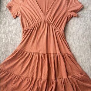 Olivia Rae Terracotta V-Neck Midi Dress